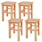 Square Backless Solid Wood Bar Chair Industrial Wooden Chair with 4 Legs