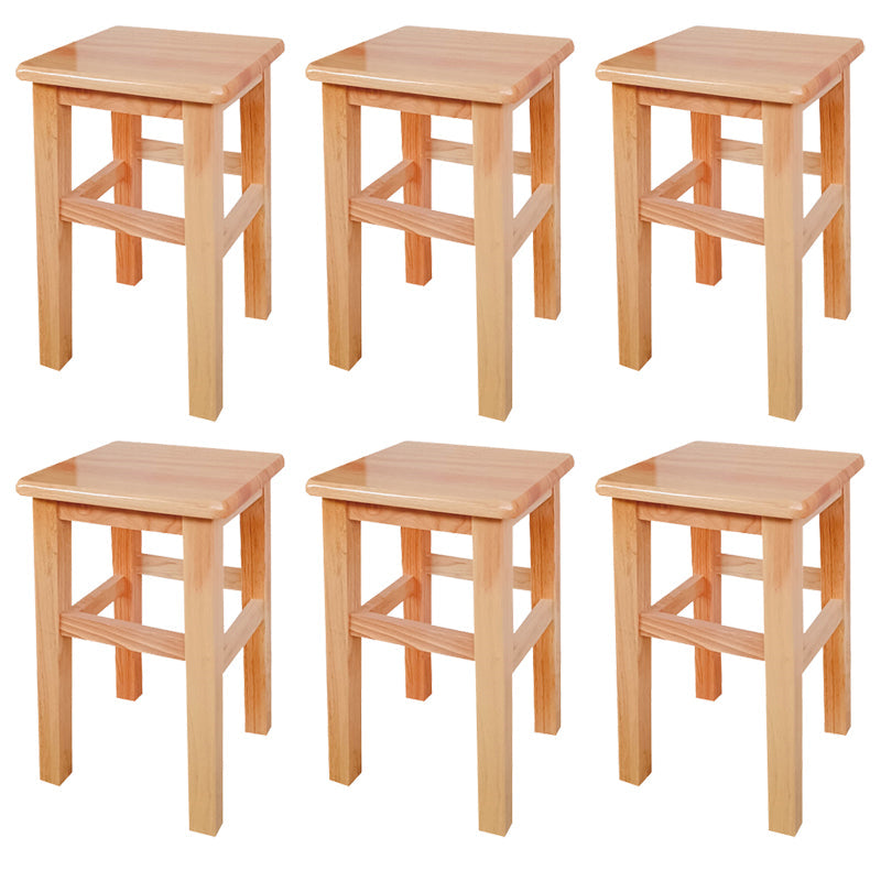 Square Backless Solid Wood Bar Chair Industrial Wooden Chair with 4 Legs