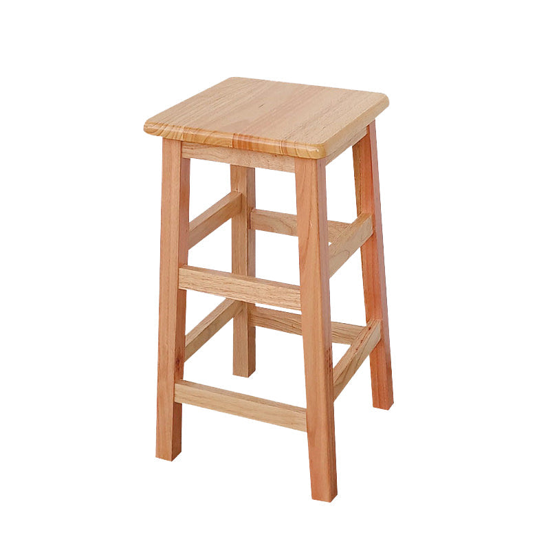 Square Backless Solid Wood Bar Chair Industrial Wooden Chair with 4 Legs