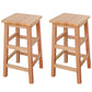 Square Backless Solid Wood Bar Chair Industrial Wooden Chair with 4 Legs