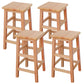 Square Backless Solid Wood Bar Chair Industrial Wooden Chair with 4 Legs