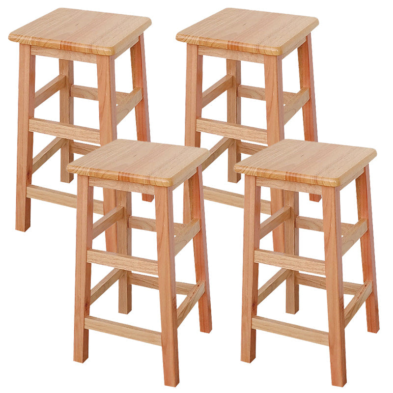 Square Backless Solid Wood Bar Chair Industrial Wooden Chair with 4 Legs