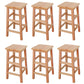 Square Backless Solid Wood Bar Chair Industrial Wooden Chair with 4 Legs