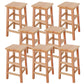 Square Backless Solid Wood Bar Chair Industrial Wooden Chair with 4 Legs
