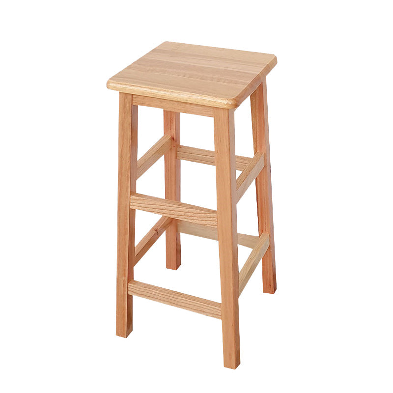 Square Backless Solid Wood Bar Chair Industrial Wooden Chair with 4 Legs