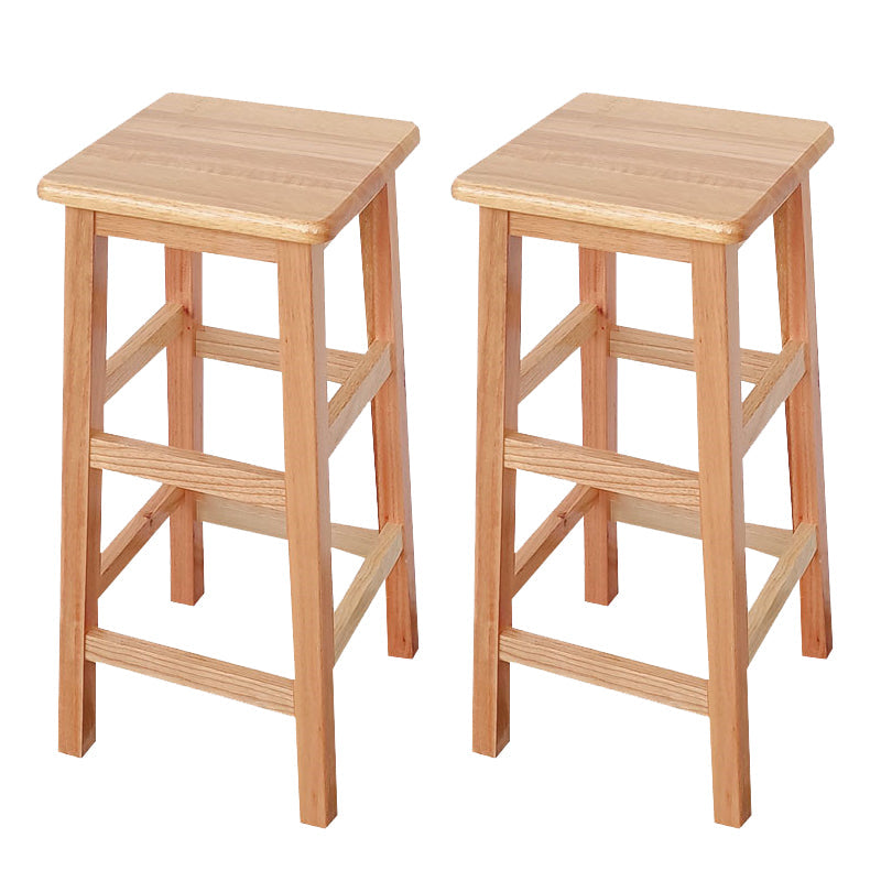 Square Backless Solid Wood Bar Chair Industrial Wooden Chair with 4 Legs