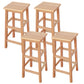 Square Backless Solid Wood Bar Chair Industrial Wooden Chair with 4 Legs