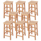 Square Backless Solid Wood Bar Chair Industrial Wooden Chair with 4 Legs