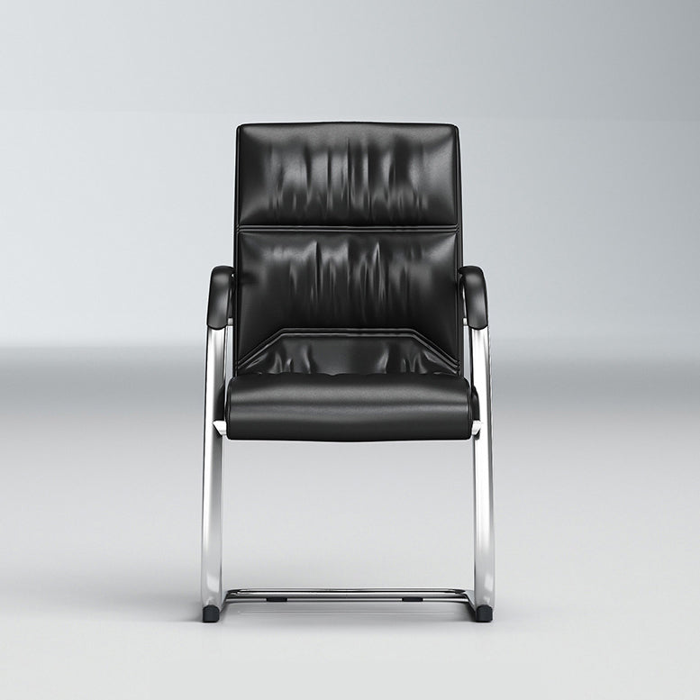 Contemporary Desk Chair Black Leather No Wheels Office Chair Clearhalo 'furn' 'furn_office_chair' 'Furniture' 'Office Chairs' 'Office Furniture' 'office_chair' 6289306