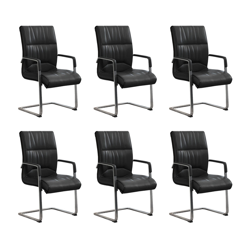 Contemporary Desk Chair Black Leather No Wheels Office Chair 6 Piece Set Clearhalo 'furn' 'furn_office_chair' 'Furniture' 'Office Chairs' 'Office Furniture' 'office_chair' 6289311