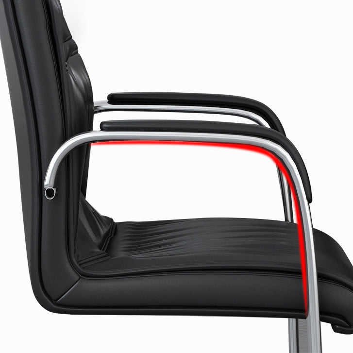 Contemporary Desk Chair Black Leather No Wheels Office Chair Clearhalo 'furn' 'furn_office_chair' 'Furniture' 'Office Chairs' 'Office Furniture' 'office_chair' 6289315