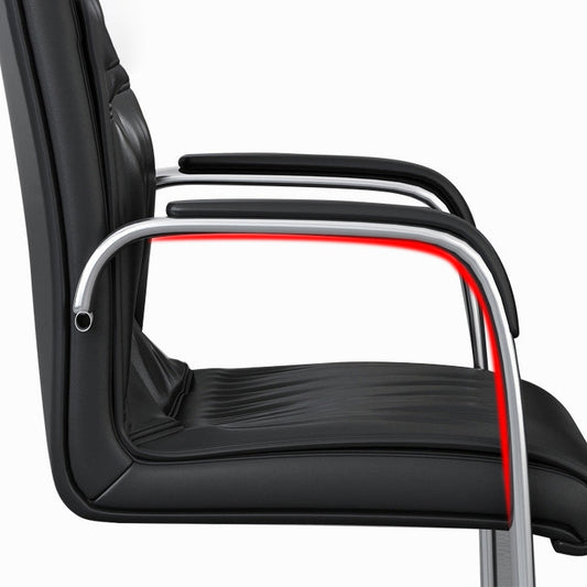 Eigentijdse bureaustoel Zwart leer geen wielen bureaustoel