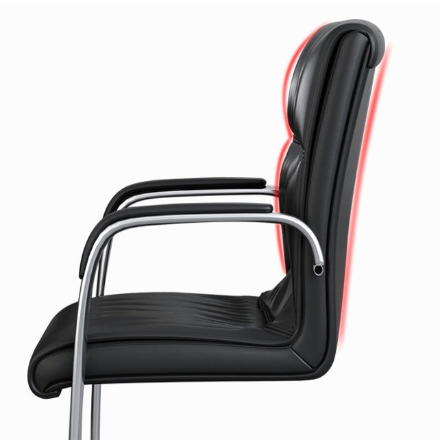 Contemporary Desk Chair Black Leather No Wheels Office Chair Clearhalo 'furn' 'furn_office_chair' 'Furniture' 'Office Chairs' 'Office Furniture' 'office_chair' 6289316