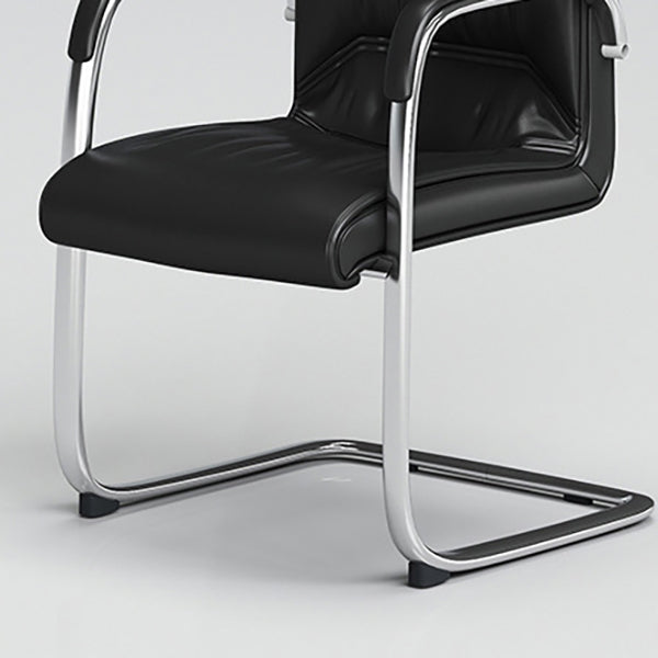 Contemporary Desk Chair Black Leather No Wheels Office Chair Clearhalo 'furn' 'furn_office_chair' 'Furniture' 'Office Chairs' 'Office Furniture' 'office_chair' 6289317