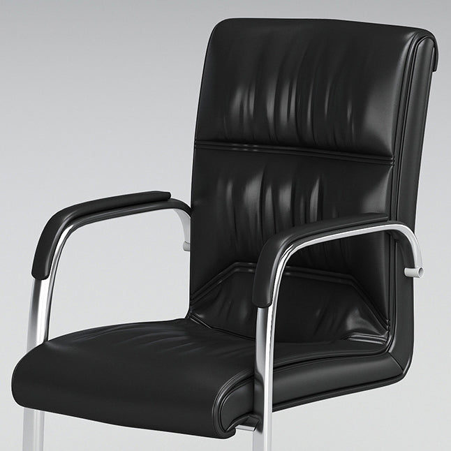 Contemporary Desk Chair Black Leather No Wheels Office Chair Clearhalo 'furn' 'furn_office_chair' 'Furniture' 'Office Chairs' 'Office Furniture' 'office_chair' 6289318