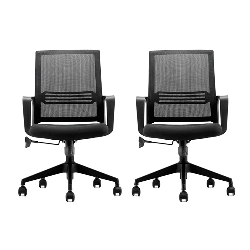 Modern Desk Chair Mesh Ergonomic Computer Chair Mid-Back Chair with Wheels 2 Piece Set Clearhalo 'furn' 'furn_office_chair' 'Furniture' 'Office Chairs' 'Office Furniture' 'office_chair' 6289364