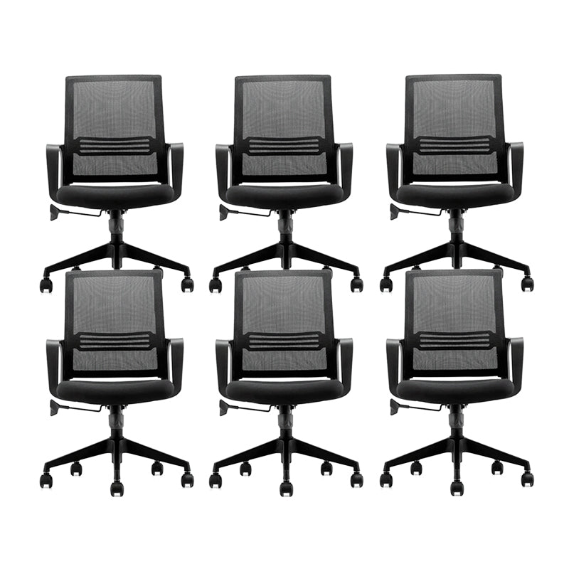 Modern Desk Chair Mesh Ergonomic Computer Chair Mid-Back Chair with Wheels 6 Piece Set Clearhalo 'furn' 'furn_office_chair' 'Furniture' 'Office Chairs' 'Office Furniture' 'office_chair' 6289367