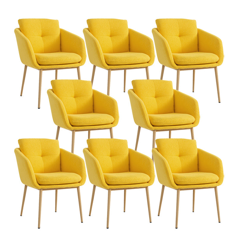 Modern Style Armless Chair Fabric Low Back Upholstered Desk Chair Yellow 8 Piece Set Clearhalo 'furn' 'furn_office_chair' 'Furniture' 'Office Chairs' 'Office Furniture' 'office_chair' 6289385