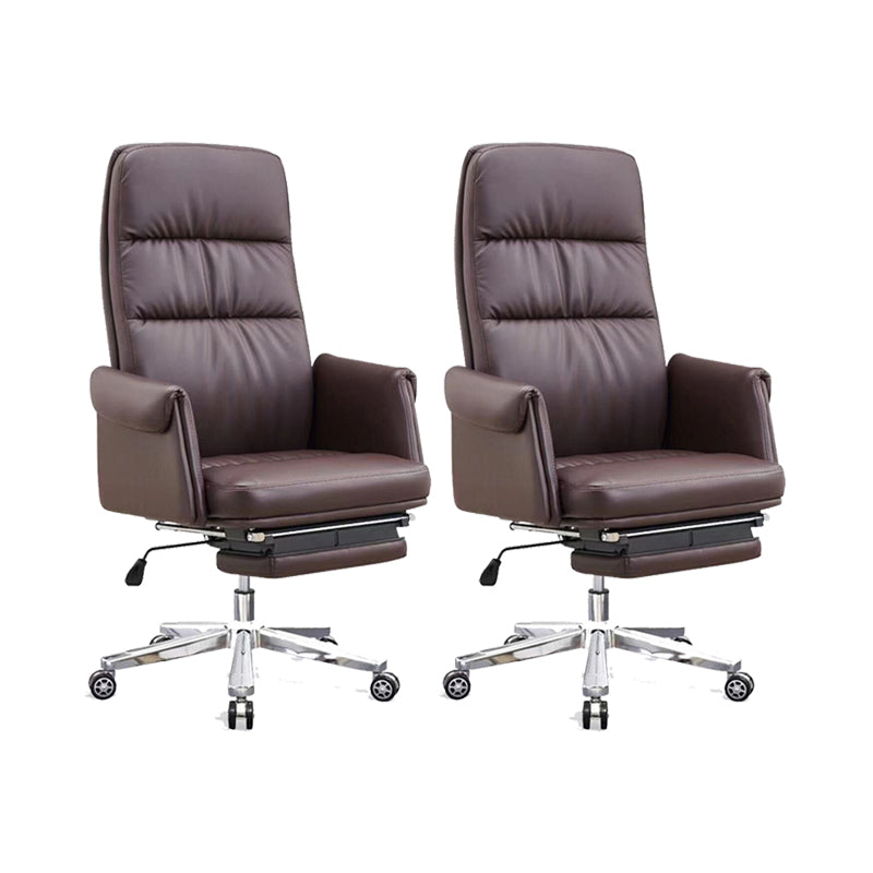 Swivel Contemporary Managers Chair Arms Included Leather Executive Chair Brown 2 Piece Set Clearhalo 'furn' 'furn_office_chair' 'Furniture' 'Office Chairs' 'Office Furniture' 'office_chair' 6289420