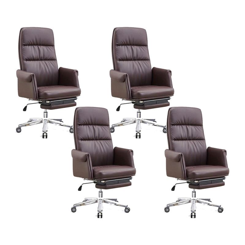 Swivel Contemporary Managers Chair Arms Included Leather Executive Chair Brown 4 Piece Set Clearhalo 'furn' 'furn_office_chair' 'Furniture' 'Office Chairs' 'Office Furniture' 'office_chair' 6289422