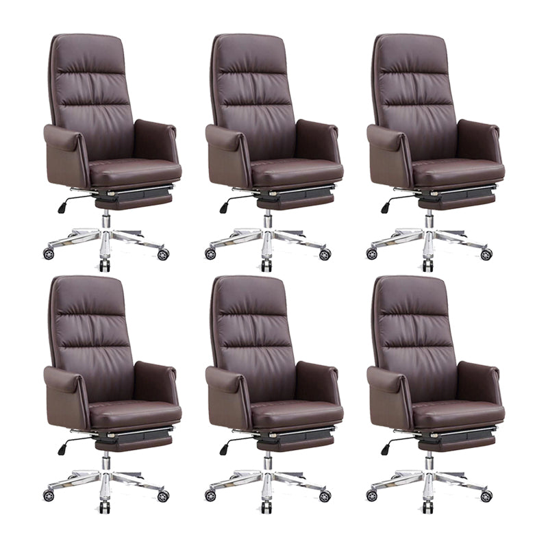 Swivel Contemporary Managers Chair Arms Included Leather Executive Chair Brown 6 Piece Set Clearhalo 'furn' 'furn_office_chair' 'Furniture' 'Office Chairs' 'Office Furniture' 'office_chair' 6289424