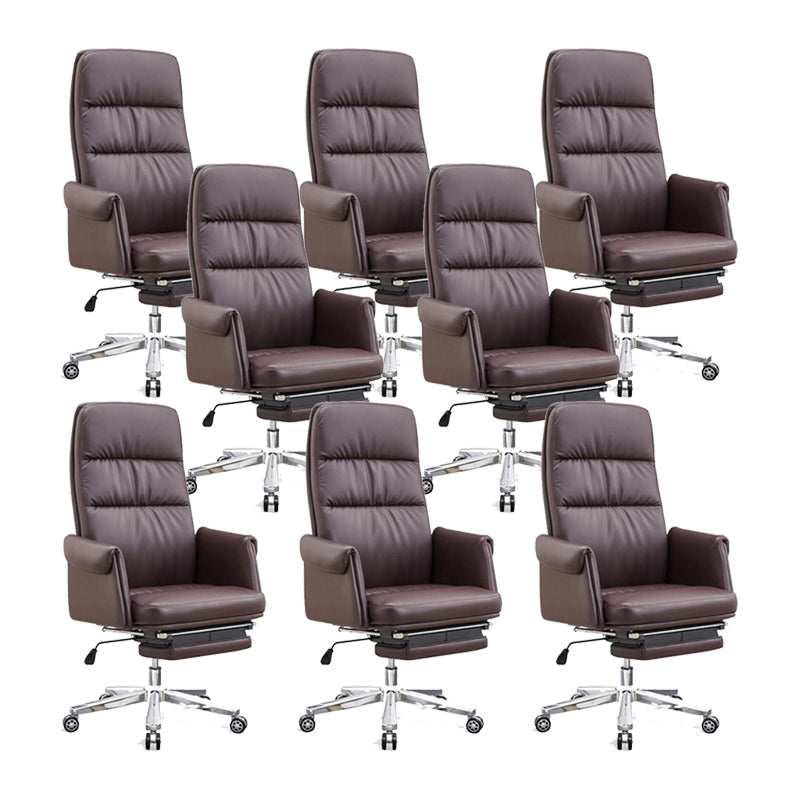 Swivel Contemporary Managers Chair Arms Included Leather Executive Chair Brown 8 Piece Set Clearhalo 'furn' 'furn_office_chair' 'Furniture' 'Office Chairs' 'Office Furniture' 'office_chair' 6289426