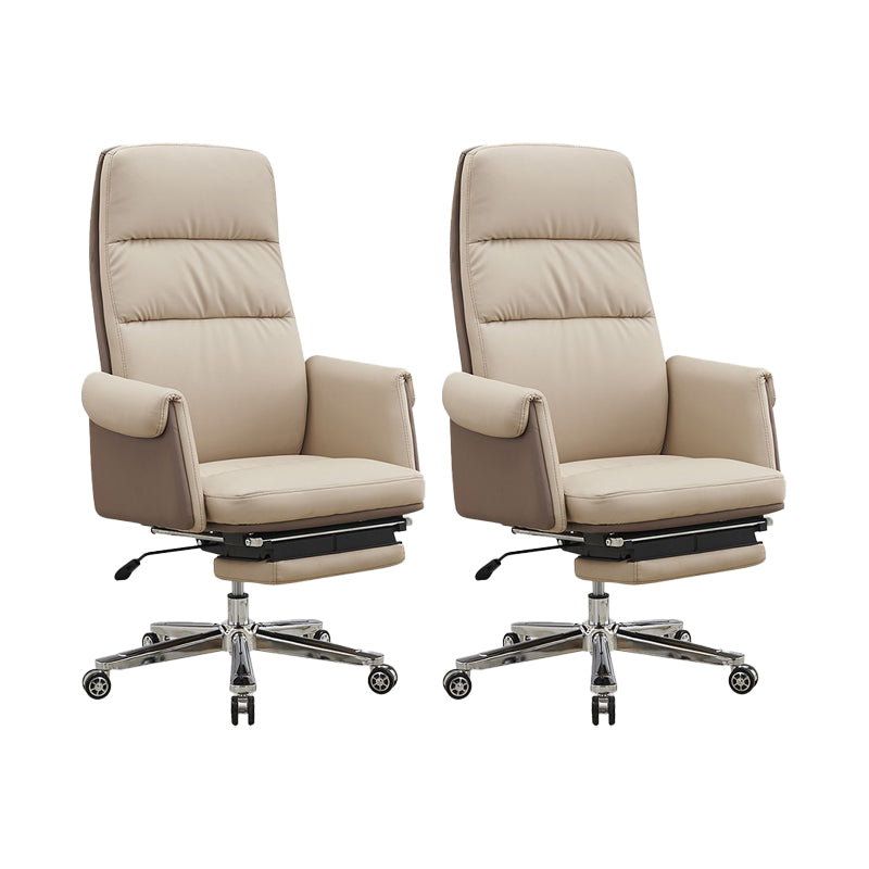 Swivel Contemporary Managers Chair Arms Included Leather Executive Chair Beige 2 Piece Set Clearhalo 'furn' 'furn_office_chair' 'Furniture' 'Office Chairs' 'Office Furniture' 'office_chair' 6289429