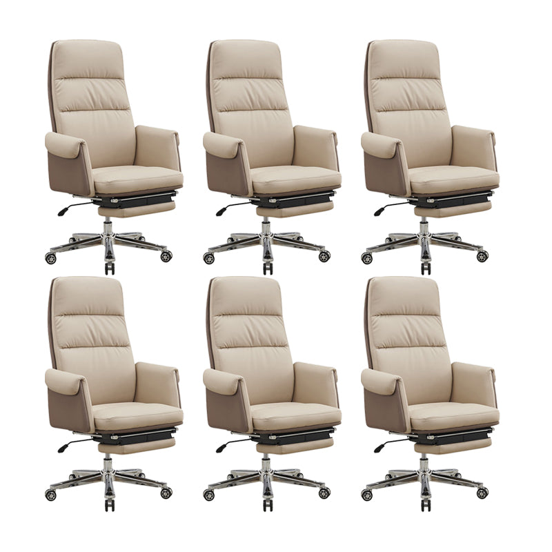 Swivel Contemporary Managers Chair Arms Included Leather Executive Chair Beige 6 Piece Set Clearhalo 'furn' 'furn_office_chair' 'Furniture' 'Office Chairs' 'Office Furniture' 'office_chair' 6289434