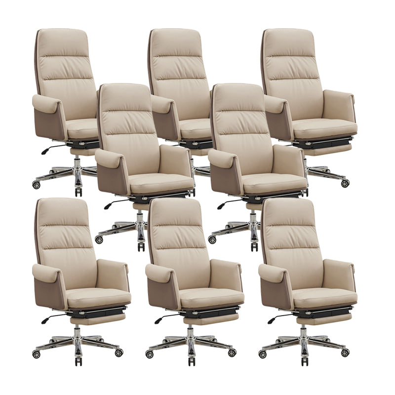 Swivel Contemporary Managers Chair Arms Included Leather Executive Chair Beige 8 Piece Set Clearhalo 'furn' 'furn_office_chair' 'Furniture' 'Office Chairs' 'Office Furniture' 'office_chair' 6289435