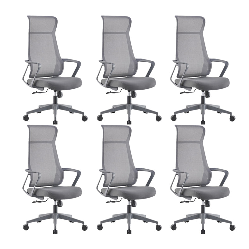 Modern High Back Swivel Office Chair Ergonomic Mesh Task Chair Gray 6 Piece Set Clearhalo 'furn' 'furn_office_chair' 'Furniture' 'Office Chairs' 'Office Furniture' 'office_chair' 6289444