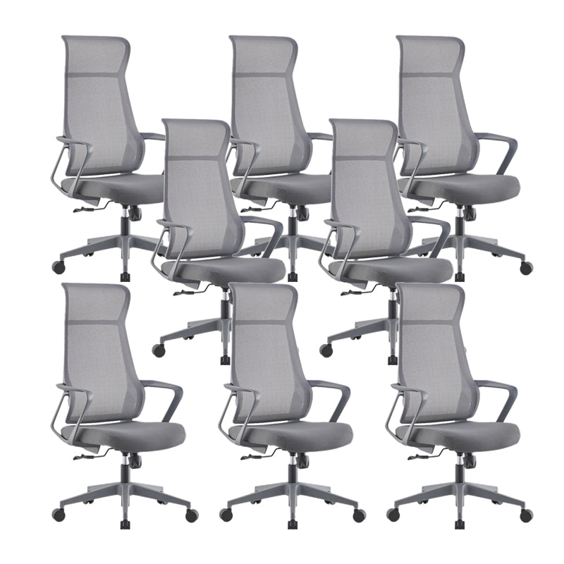 Modern High Back Swivel Office Chair Ergonomic Mesh Task Chair Gray 8 Piece Set Clearhalo 'furn' 'furn_office_chair' 'Furniture' 'Office Chairs' 'Office Furniture' 'office_chair' 6289446