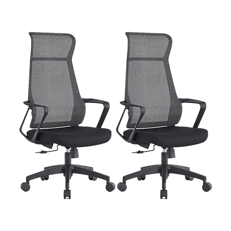 Modern High Back Swivel Office Chair Ergonomic Mesh Task Chair Black 2 Piece Set Clearhalo 'furn' 'furn_office_chair' 'Furniture' 'Office Chairs' 'Office Furniture' 'office_chair' 6289448