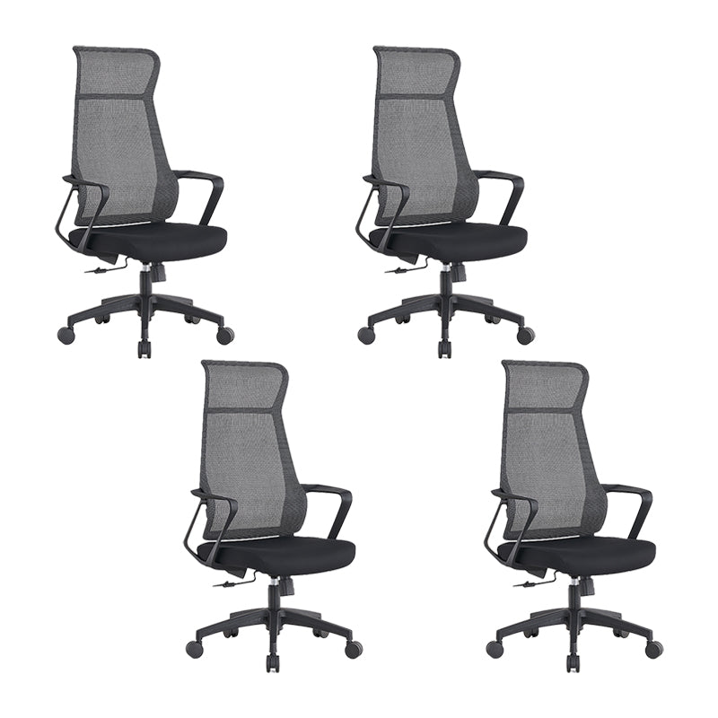 Modern High Back Swivel Office Chair Ergonomic Mesh Task Chair Black 4 Piece Set Clearhalo 'furn' 'furn_office_chair' 'Furniture' 'Office Chairs' 'Office Furniture' 'office_chair' 6289450