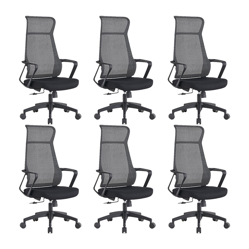 Modern High Back Swivel Office Chair Ergonomic Mesh Task Chair Black 6 Piece Set Clearhalo 'furn' 'furn_office_chair' 'Furniture' 'Office Chairs' 'Office Furniture' 'office_chair' 6289452