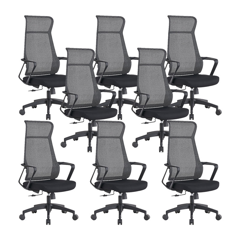 Modern High Back Swivel Office Chair Ergonomic Mesh Task Chair Black 8 Piece Set Clearhalo 'furn' 'furn_office_chair' 'Furniture' 'Office Chairs' 'Office Furniture' 'office_chair' 6289454