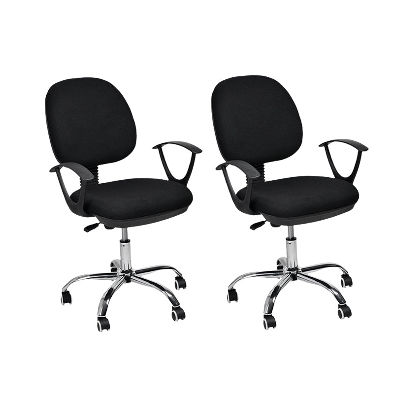 Contemporary Swivel Chair Microfiber Black Task Office Chair 2 Piece Set Clearhalo 'furn' 'furn_office_chair' 'Furniture' 'Office Chairs' 'Office Furniture' 'office_chair' 6289479