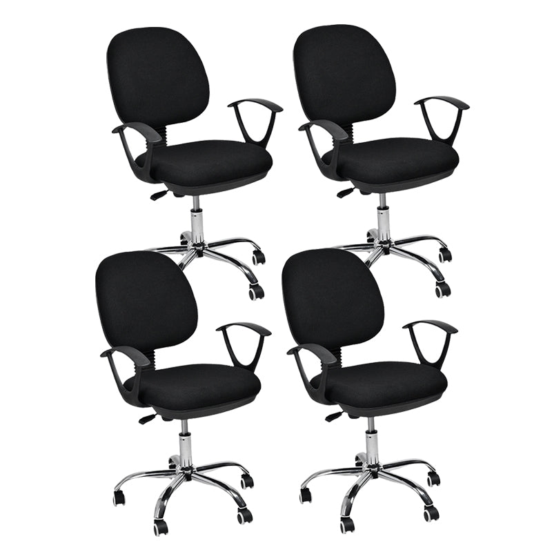 Contemporary Swivel Chair Microfiber Black Task Office Chair 4 Piece Set Clearhalo 'furn' 'furn_office_chair' 'Furniture' 'Office Chairs' 'Office Furniture' 'office_chair' 6289480