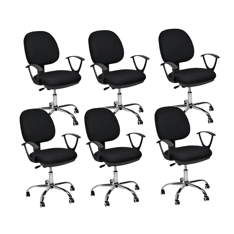 Contemporary Swivel Chair Microfiber Black Task Office Chair 6 Piece Set Clearhalo 'furn' 'furn_office_chair' 'Furniture' 'Office Chairs' 'Office Furniture' 'office_chair' 6289482