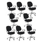 Contemporary Swivel Chair Microfiber Black Task Office Chair 8 Piece Set Clearhalo 'furn' 'furn_office_chair' 'Furniture' 'Office Chairs' 'Office Furniture' 'office_chair' 6289484