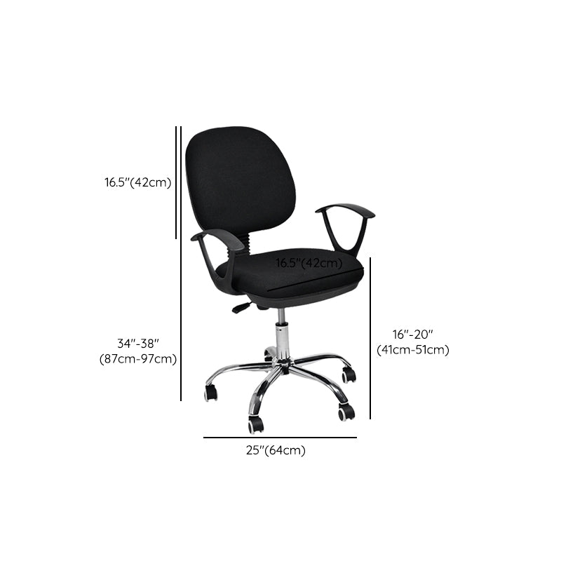 Contemporary Swivel Chair Microfiber Black Task Office Chair Clearhalo 'furn' 'furn_office_chair' 'Furniture' 'Office Chairs' 'Office Furniture' 'office_chair' 6289492