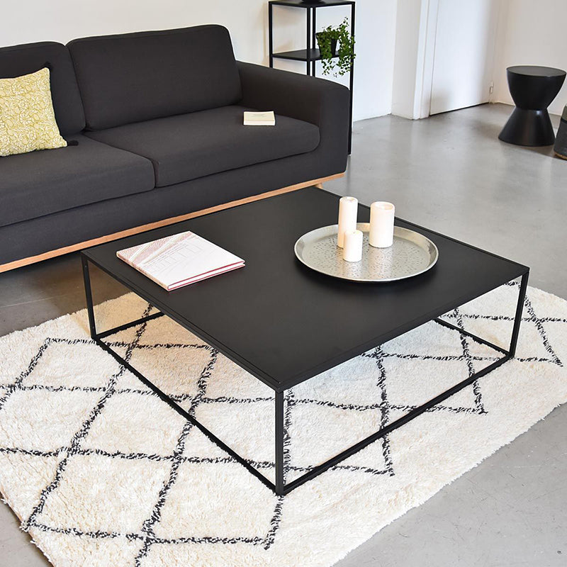 Mid-Century Modern Iron Coffee Table Black Finish Square Cocktail Table Clearhalo 'Coffee & Accent Tables' 'Coffee Tables' 'coffee_tables' 'furn' 'furn_coffee_tables' 'Furniture' 'Living Room Furniture' 6289609
