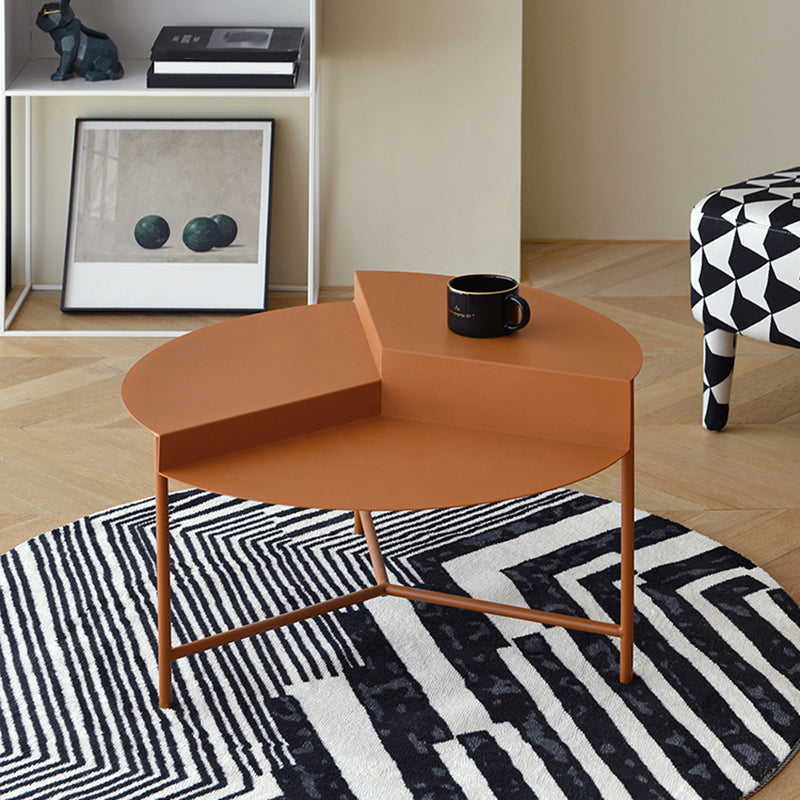 Geometric Metal Coffee Table Dia 27.6" 3 Legs Cocktail Table Orange Clearhalo 'Coffee & Accent Tables' 'Coffee Tables' 'coffee_tables' 'furn' 'furn_coffee_tables' 'Furniture' 'Living Room Furniture' 6289622