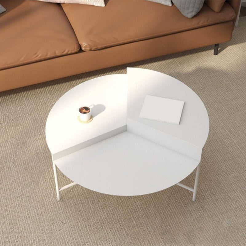 Geometric Metal Coffee Table Dia 27.6" 3 Legs Cocktail Table White Clearhalo 'Coffee & Accent Tables' 'Coffee Tables' 'coffee_tables' 'furn' 'furn_coffee_tables' 'Furniture' 'Living Room Furniture' 6289624