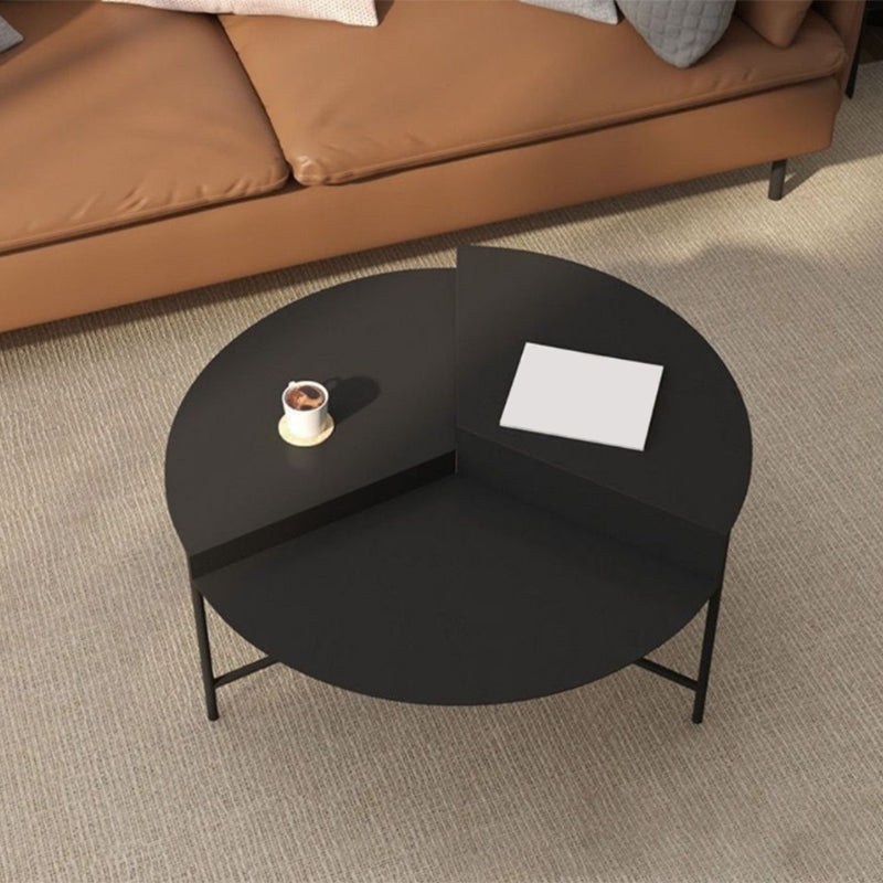 Geometric Metal Coffee Table Dia 27.6" 3 Legs Cocktail Table Black Clearhalo 'Coffee & Accent Tables' 'Coffee Tables' 'coffee_tables' 'furn' 'furn_coffee_tables' 'Furniture' 'Living Room Furniture' 6289625