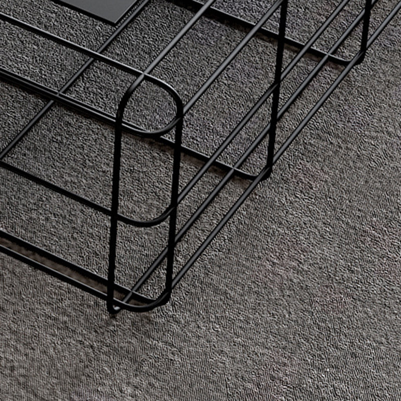 Frame Geometric Coffee Table Mid Century Black Finish Iron Cocktail Table