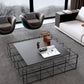 Frame Geometric Coffee Table Mid Century Black Finish Iron Cocktail Table