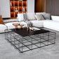Frame Geometric Coffee Table Mid Century Black Finish Iron Cocktail Table