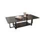 Glam 17.7" H Frame Cocktail Table Rectangular Slate Coffee Table with Floor Shelf