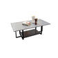 Glam 17.7" H Frame Cocktail Table Rectangular Slate Coffee Table with Floor Shelf