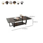 Glam 17.7" H Frame Cocktail Table Rectangular Slate Coffee Table with Floor Shelf
